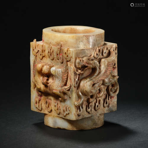 Chinese Han Dynasty Four Gods Animal Jade Cong