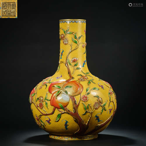 Chinese Qing Dynasty Qianlong Gilt Bronze Enamel Cloisonne c...