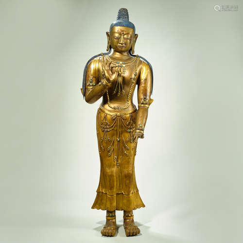 Chinese Qing Dynasty gilt bronze Buddha statue