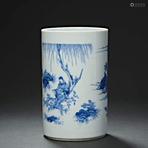 China Kangxi Qing Dynasty   Blue and White Porcelain Charact...