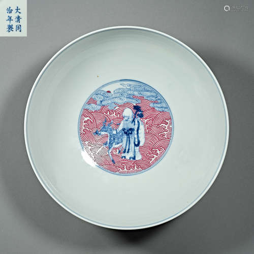 Chinese Qing Tongzhi blue and white porcelain plate