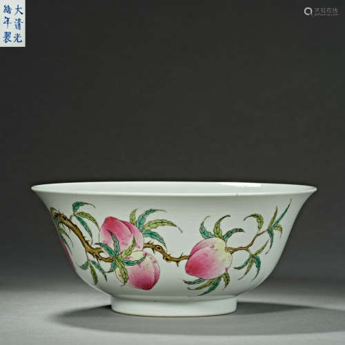 Qing Dynasty   China Shou Tao decoration  pastel porcelain b...