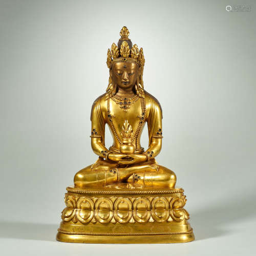 Chinese Ming Dynasty gilt bronze Buddha statue  WU LIANG SHO...