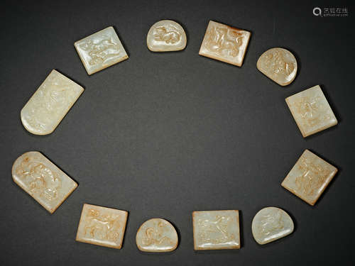 Chinese Song Dynasty Hetian Jade  Zodiac signsJade Belt