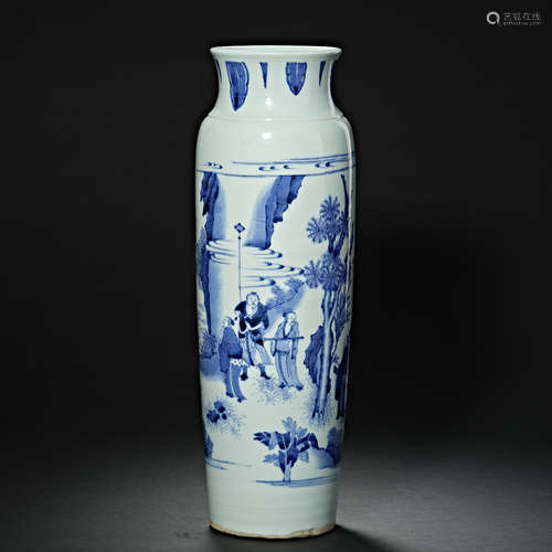 Chinese Qing Kangxi blue and white porcelain figure pattern ...