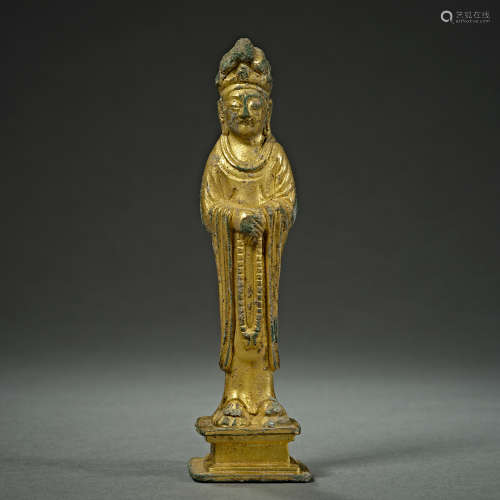 China  Liao Dynasty   Gilt Bronze  GUAN YIN  Buddha Statue