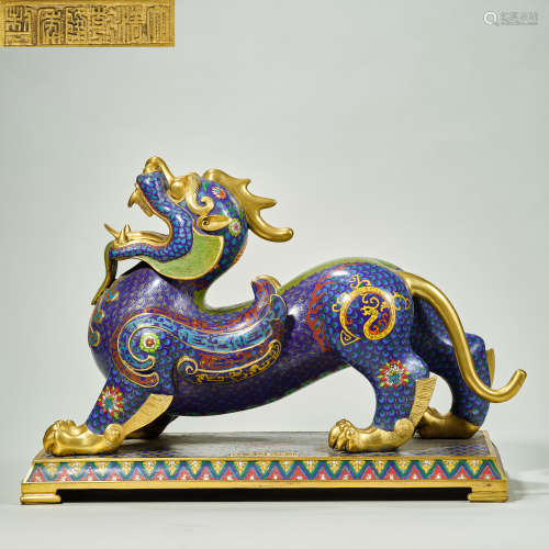 China Qing Dynasty Qianlong Gilt Bronze Cloisonne Animal