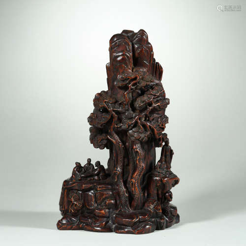 Chinese Qing wood carving mountain