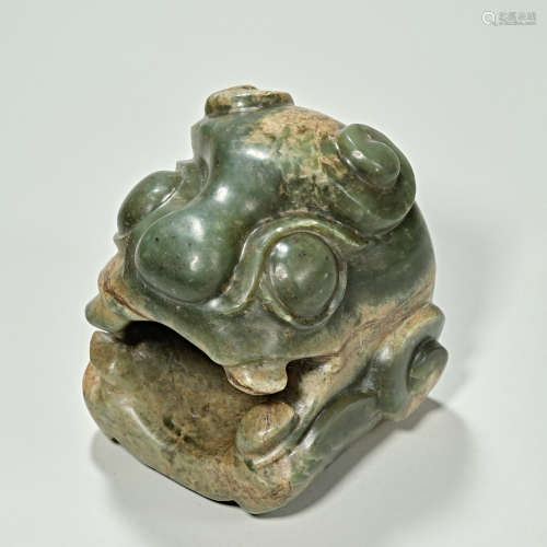 Chinese Qijia Culture Jade Dragon Head