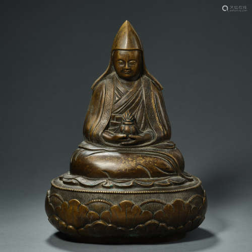 Chinese Qing Dynasty bronze Buddha statue