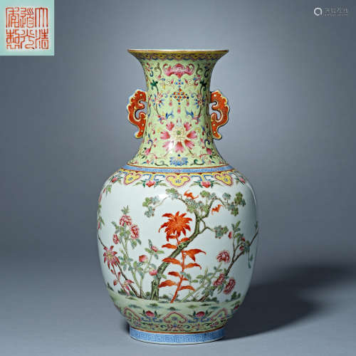 Chinese Qing Dynasty Qianlong pastel porcelain vase