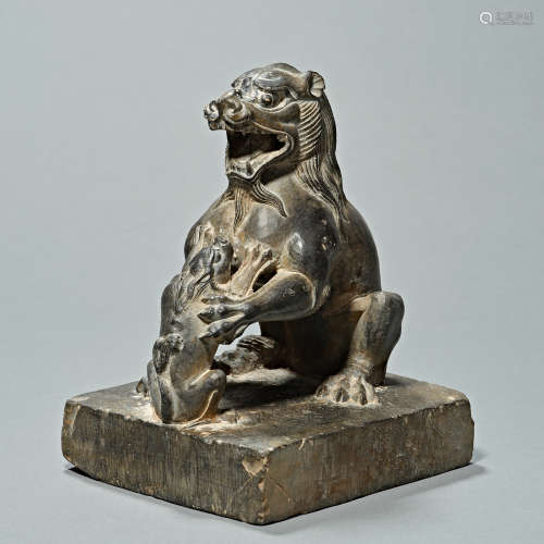 Chinese Northern Wei Dynasty Bluestone Lion (with restoratio...