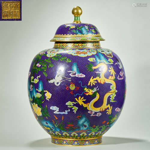 Chinese Qing Dynasty Qianlong Cloisonne General Jar