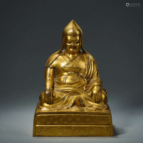 Chinese Qing Dynasty gilt bronze Buddha statue shang shi