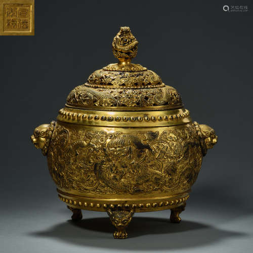 Chinese Qing Dynasty bronze incense burner