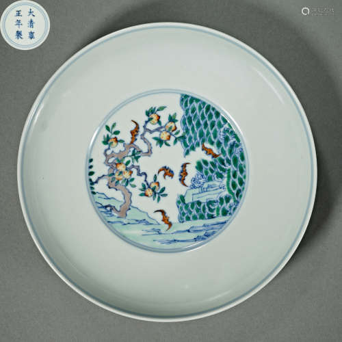 Chinese Qing Dynasty Yongzheng Five-color Porcelain Plate
