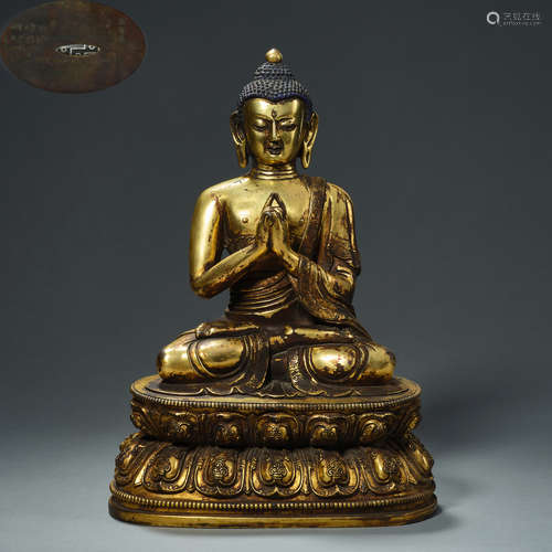 Chinese Qing Dynasty Qianlong gilt bronze Buddha statue