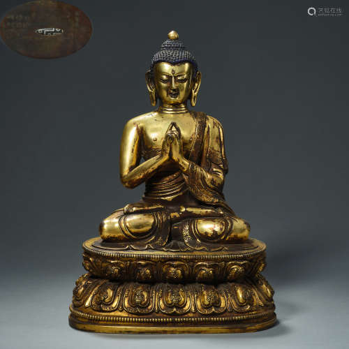 Chinese Qing Dynasty Qianlong gilt bronze Buddha statue