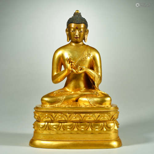 Chinese Qing Dynasty gilt bronze Buddha statue ran deng fo
