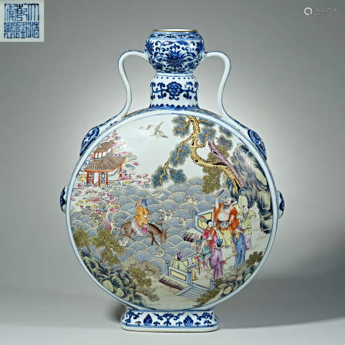 China Qing Dynasty Qianlong blue and white pastel porcelain ...