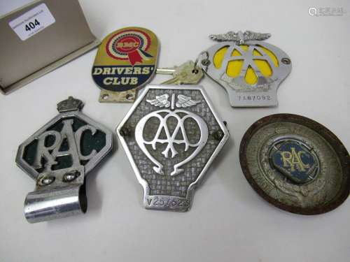 Three RAC car badges, together with two others for BMC and A...