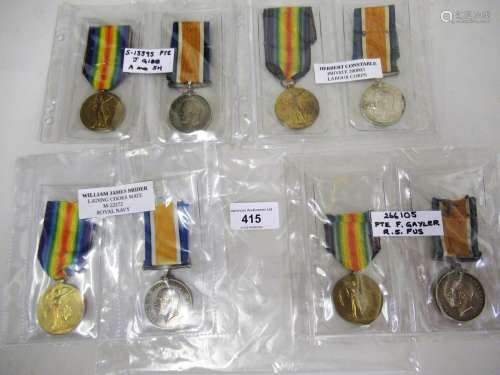 Group of four First World War two medal groups, Private F. G...