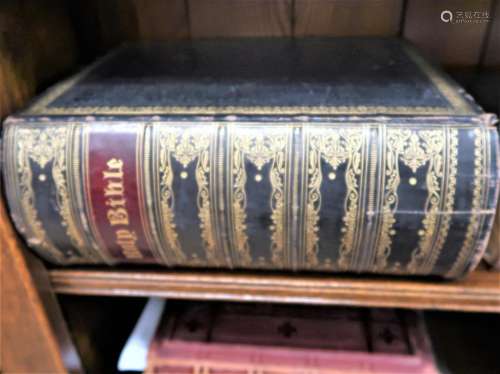 Large 19th Century leather bound illustrated family Bible