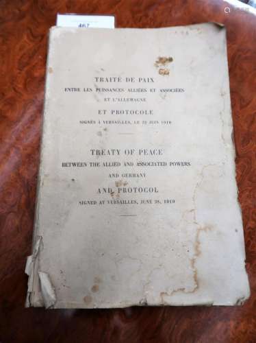 One volume  1919 Versailles Treaty Of Peace between the Alli...