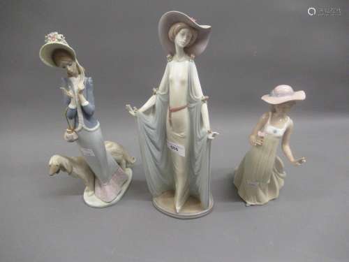 Lladro figure of an elegant lady in a shawl, another of a la...