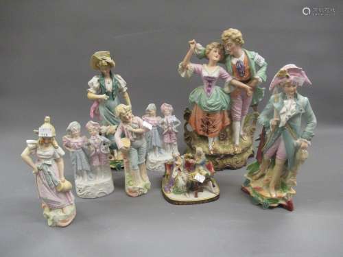 Large 19th Century bisque group of a boy and girl together w...
