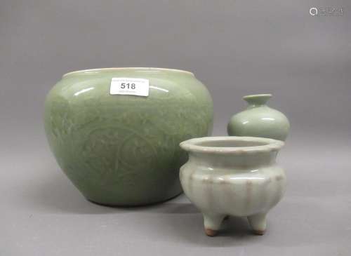 Small reproduction Chinese celadon baluster form vase 5ins h...