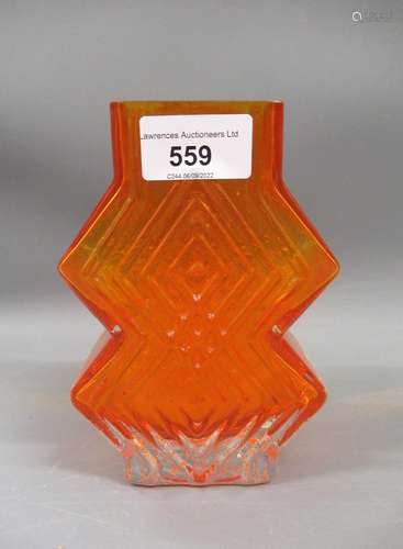 Whitefriars tangerine  Double Diamond  vase, 6.125ins high I...