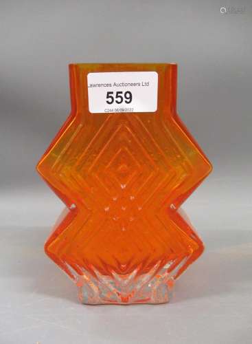 Whitefriars tangerine  Double Diamond  vase, 6.125ins high I...