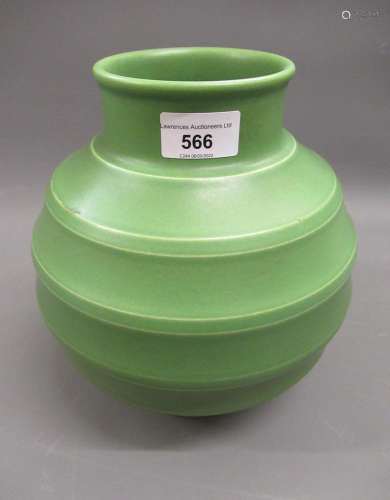 Wedgwood Keith Murray, football vase in matt green, 9ins hig...