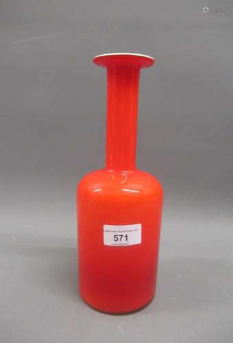 Holmegaard red cased glass Gul vase, 10.25ins