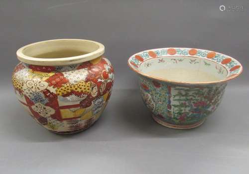 20th Century Chinese enamel decorated jardiniere with panels...