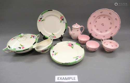 Art Deco dinner service, with stylised floral decoration and...