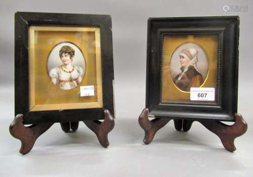 Two 19th Century oval miniature head and shoulder portraits ...