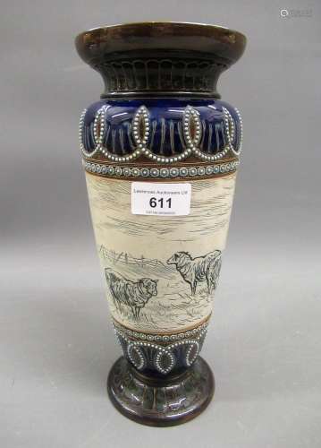 Hannah Barlow for Doulton Lambeth baluster form pottery vase...