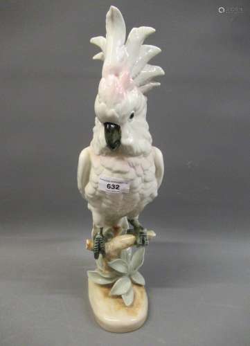 Large Royal Dux porcelain figure of a cockatoo, 16ins high