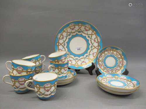 19th Century Mintons part tea service, with floral decoratio...