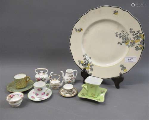 Coalport miniature cabinet cup and saucer with jewelled deco...