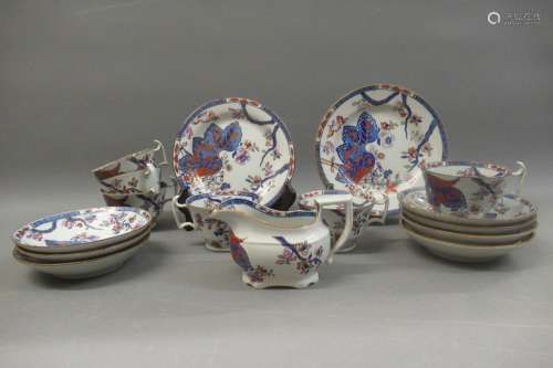 19th Century English ironstone part tea service in the tobac...