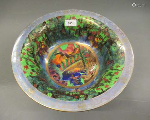 Large Wedgwood  Fairyland  lustre bowl (with extensive damag...