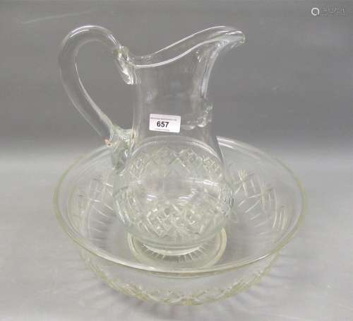 Cut glass jug and basin set