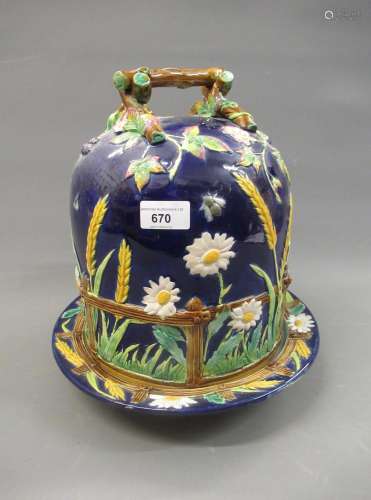 19th Century George Jones Majolica cheese dome and cover, wi...