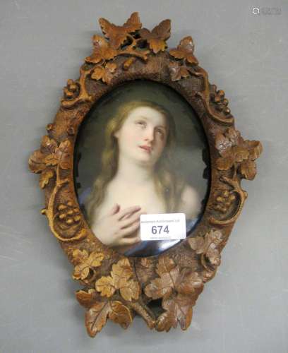 19th Century Continental porcelain oval plaque painted with ...