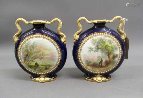 Pair of Worcester Grainger & Company two handled porcela...