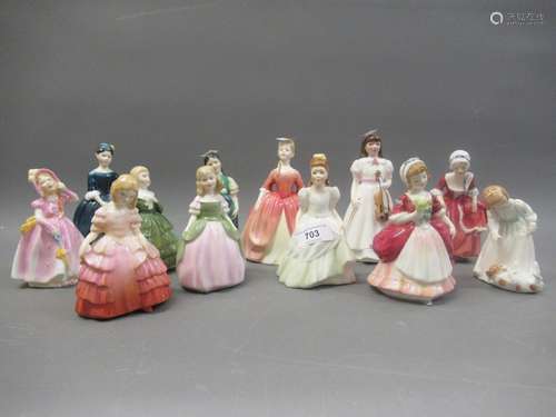 Group of twelve various Royal Doulton figures of ladies, unb...