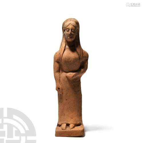 Greek Terracotta Peplos Kore Figure